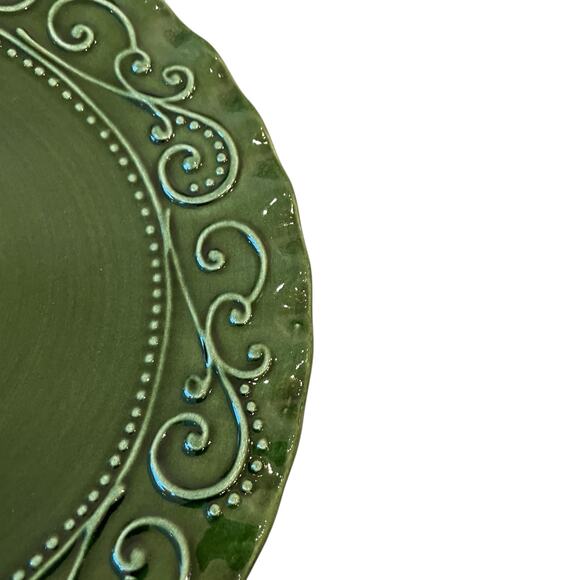 Maioliche Jessica Made in Italy Christmas Dinner Plates 11" Set 4 Holiday Green - Picture 5 of 16
